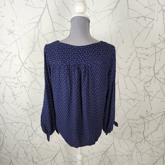 Maeve Navy Polkadot Tie Wrist Rita V-Neck Blouse - Picture 4 of 8